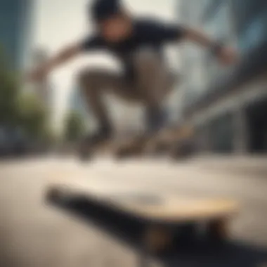 A skateboarder practicing on a balance board to improve stability