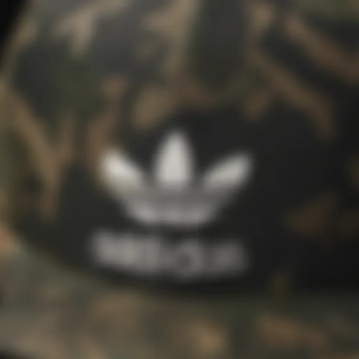 Close-up of the camo pattern on the Adidas cap