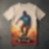 Vintage Gotcha shirt displayed on a skateboard