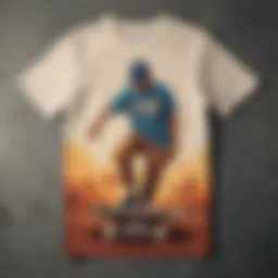 Vintage Gotcha shirt displayed on a skateboard