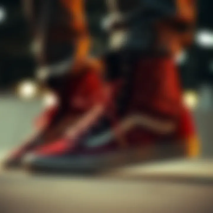 Stylish high-top Vans in a dynamic skateboarding setting