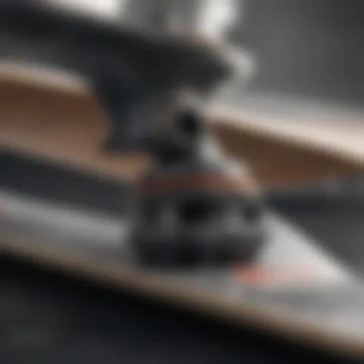 Close-up view of lightweight skateboard trucks showcasing advanced materials.