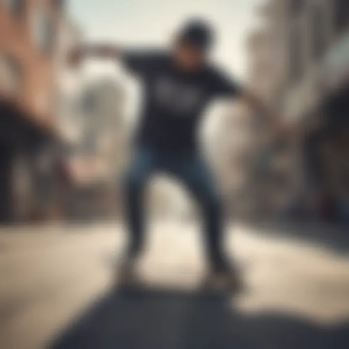 A skateboarder wearing RVCA apparel in an urban setting