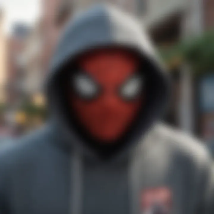 Detailed view of the Spider Brand Hoodie's design elements