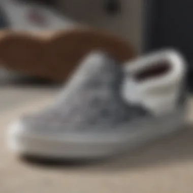 Close-up view of Vans Half Slip-On sneakers showcasing their unique design and material.