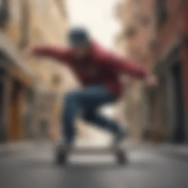 Skateboarder in Vans Fleece Skateboarder wearing Vans fleece in action.
