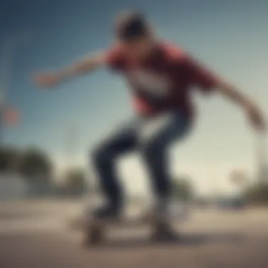 A skateboarder wearing a custom graphic tee, representing identity and style.