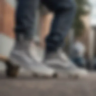 An interview setup with a skater discussing grey vans