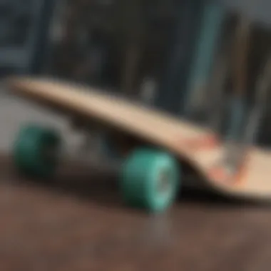 Unique Deck Design of Mercer Longboard A close-up view of a Mercer longboard showcasing its unique deck design and grip tape
