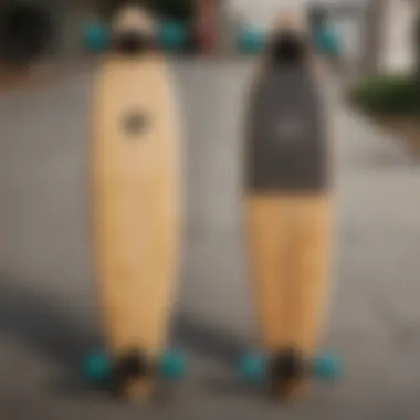 A side-by-side comparison of different Mercer longboard models highlighting their features