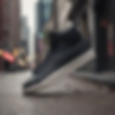 The Nike Blazer High Black displayed against a vibrant urban backdrop.