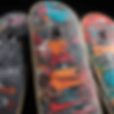 Innovative Graphic Design on Nike Skateboard Decks A vibrant Nike skateboard deck showcasing unique graphic design