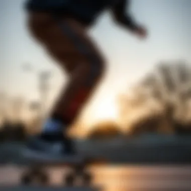Dynamic movement in Nike Tech Fleece Taped Jogger Pants during skateboarding