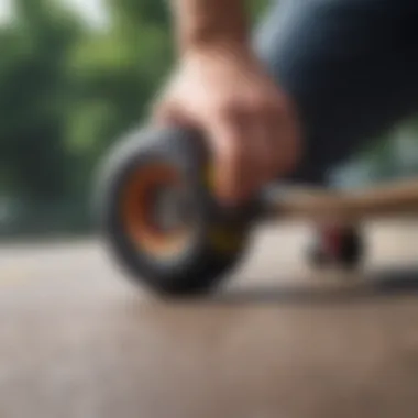 Demonstration of hardness testing on longboard wheels