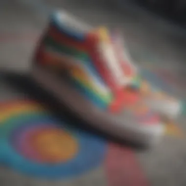 Close-up of rainbow Vans with intricate designs