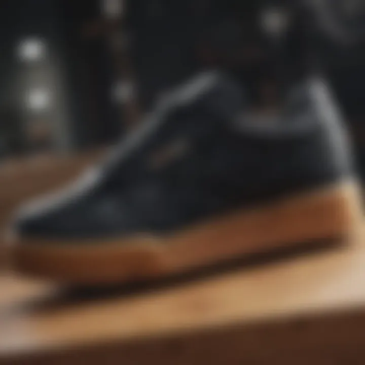 Close-up of Reebok Black Gum sneaker showcasing unique design features