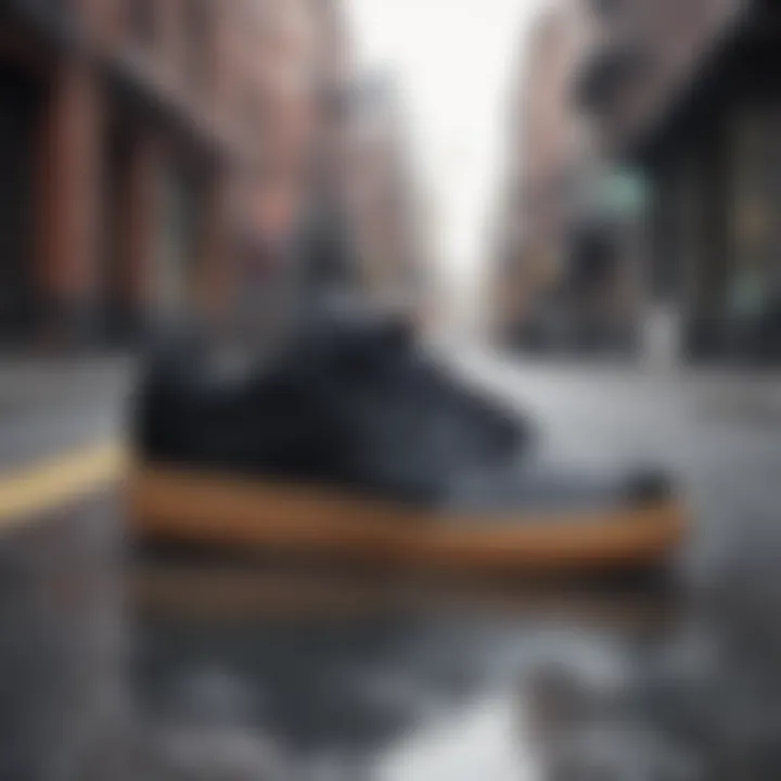 Stylish urban setting featuring Reebok Black Gum sneakers