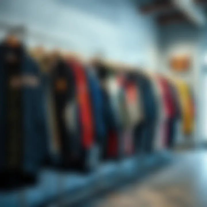 Variety of RVCA tracksuits displayed on a rack highlighting style options