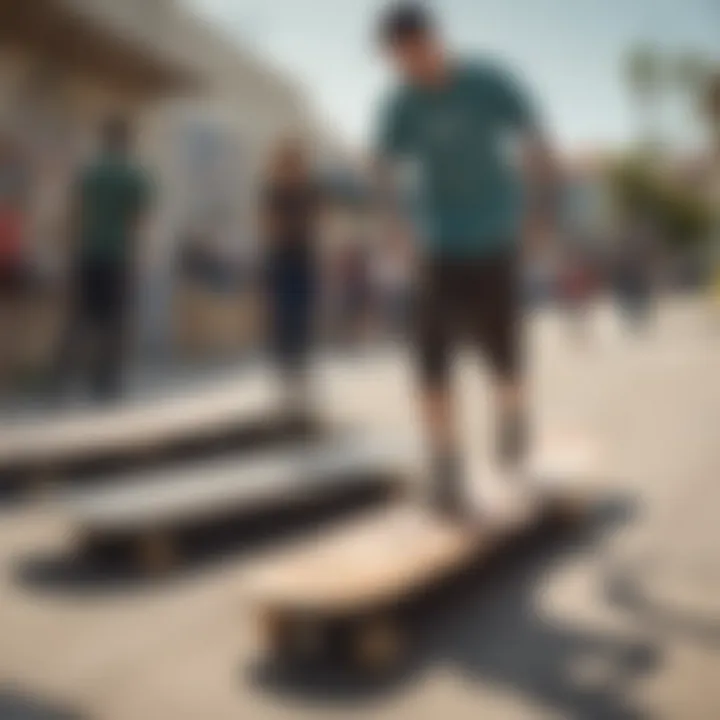 Group of skateboarders enjoying a day out, featuring various styles of Sector Nine boards