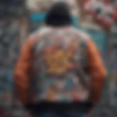 A vintage skate jacket showcasing graffiti art