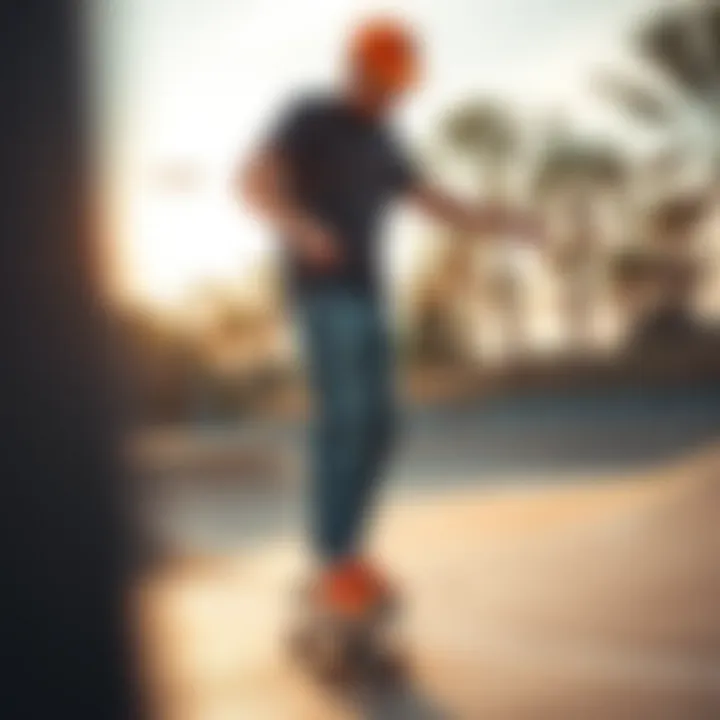 Skateboarder in Orange Vans at the Park Skateboarder showcasing style in orange vans at a skate park