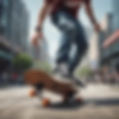 Skateboarder performing a trick wearing Adidas non-slip shoes