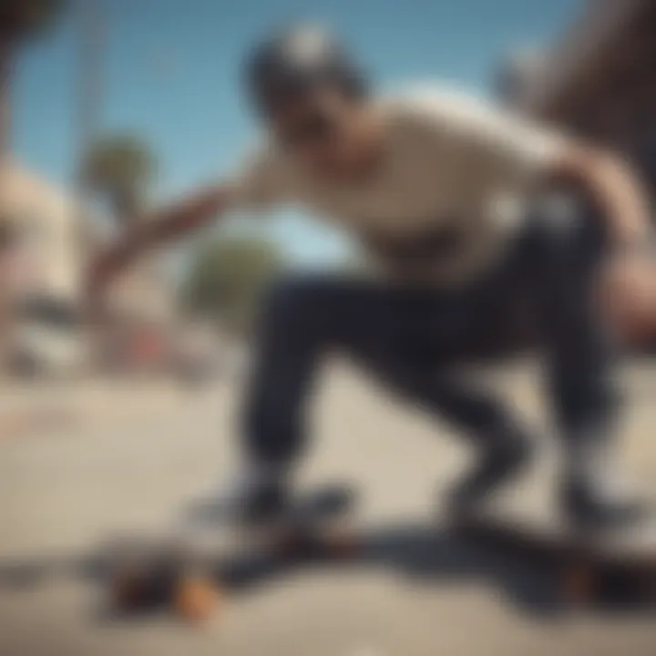 Skateboarder enjoying music with Skullcandy gear in action