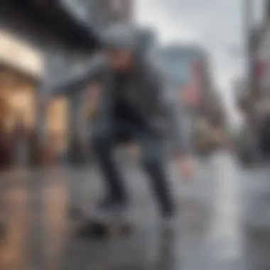 Skater wearing grey Adidas beanie in urban setting