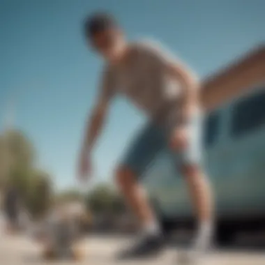 Skater wearing Vans sunglasses outdoors