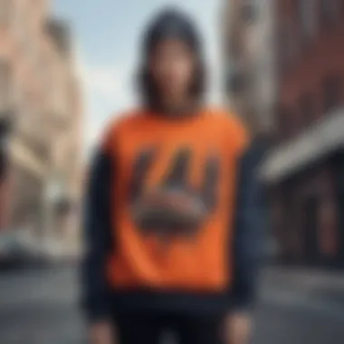 A stylish urban backdrop highlighting the Spit Fire sweatshirt as a fashion statement.