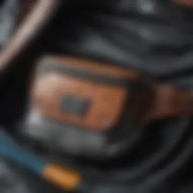 Close-up of fanny pack materials and textures