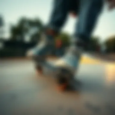 Heelys in Motion Dynamic Heelys in action on a skate park ramp