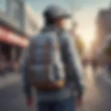 Stylish grey backpack designed for skateboarders