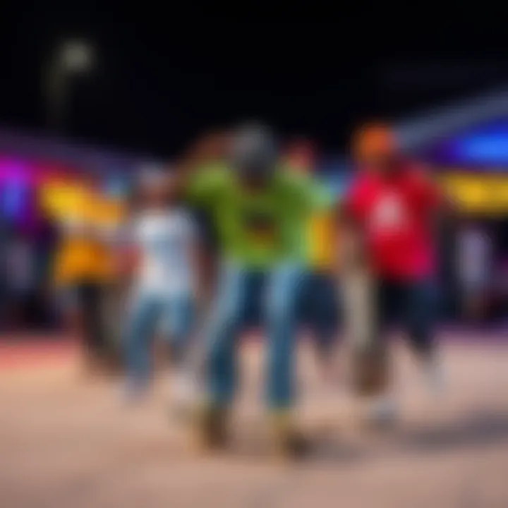 Diverse Skateboarding Culture A vibrant skateboarding scene showcasing diverse skaters