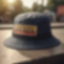 A vintage bucket hat with skateboarding graphics