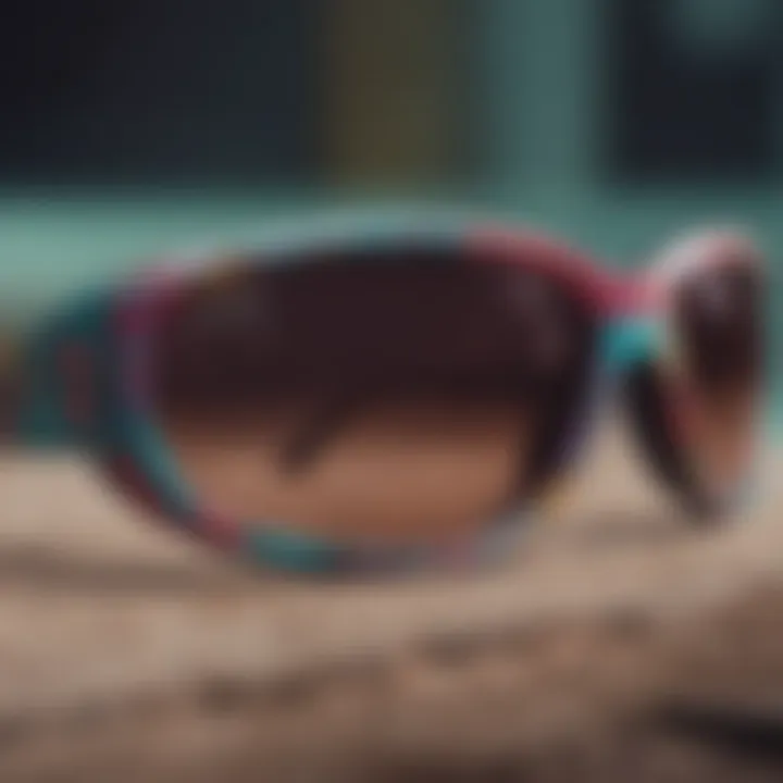 Close-up of Pit Viper sunglasses highlighting their bold design