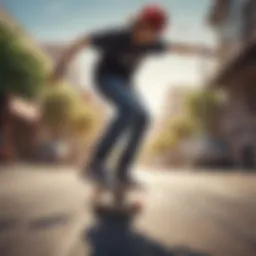 Dynamic skateboarder performing tricks