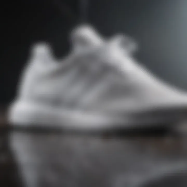 Close-up of the materials used in the White Adidas Swift Run emphasizing its quality