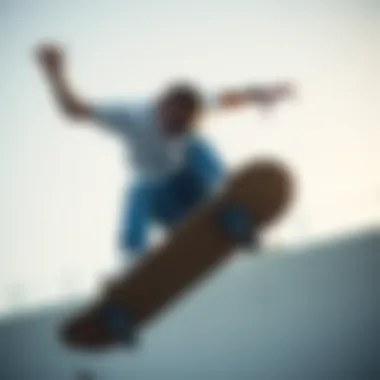 Skateboarder in Action with Sunglasses Skateboarder wearing straight top sunglasses while performing a trick