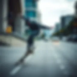 Dynamic skater performing tricks in urban surroundings