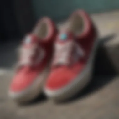 A close-up of a pair of velvet platform vans showcasing their unique texture and color