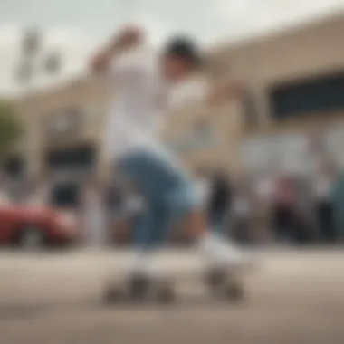 Unity and Identity in the Skate Community Skateboarders gathered wearing plane white vans