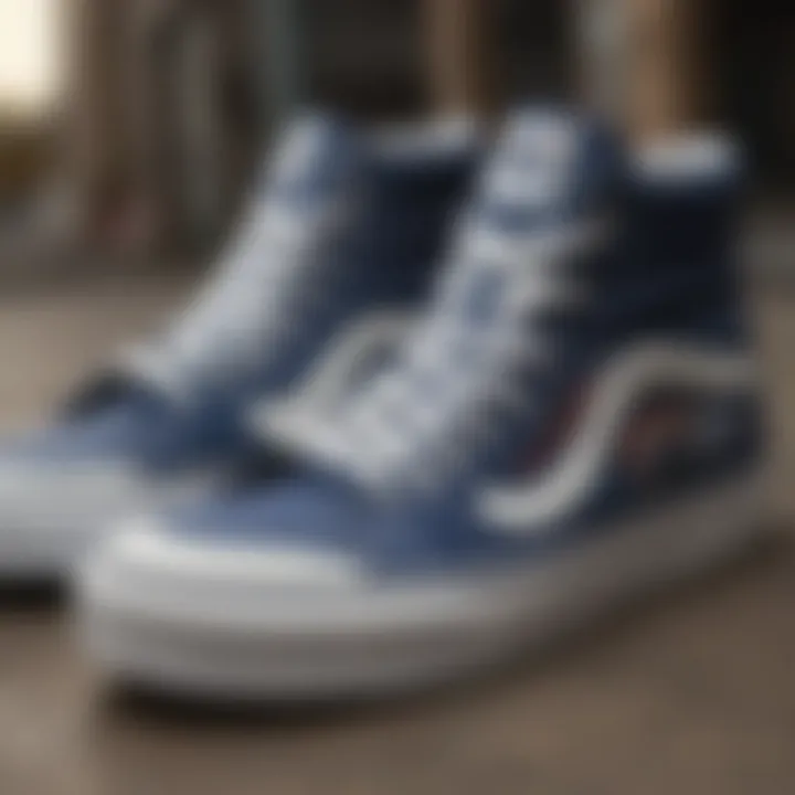 Navy high top Vans with custom designs