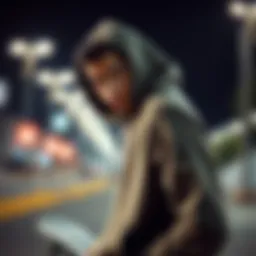 Stylish skateboarder wearing a hoodie