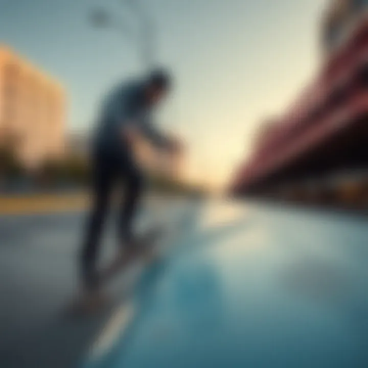 Creativity in Urban Barriers A skateboarder navigating a creative urban barrier