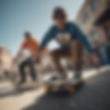 Group of skateboarders showcasing unique styles with sunglasses