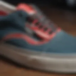 Close-up view of Vans thick tongue feature