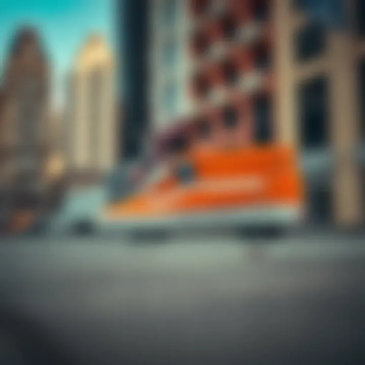 Artistic Orange Vans in Urban Environment Artistic representation of orange vans in urban settings