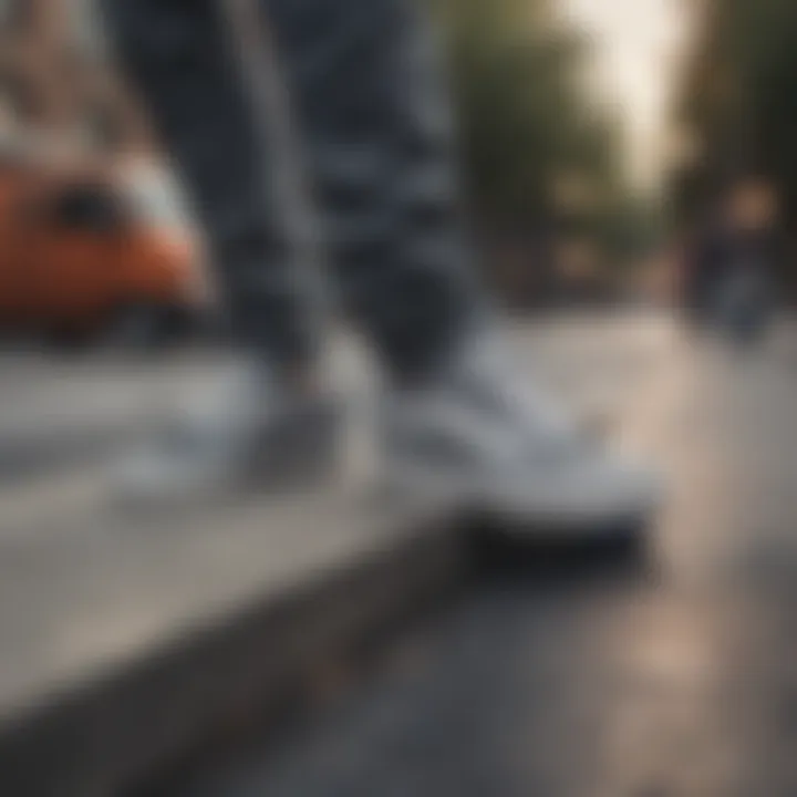 A stylish urban outfit featuring grey vans