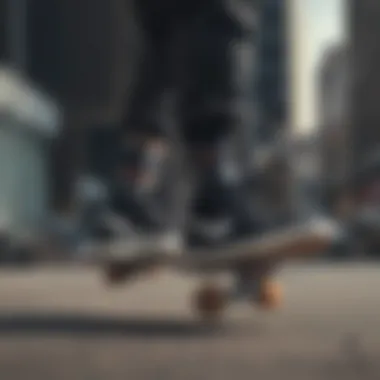 Skateboarding with Style: Nike No Show Socks in Action Skateboarder wearing black Nike no show socks while performing a trick